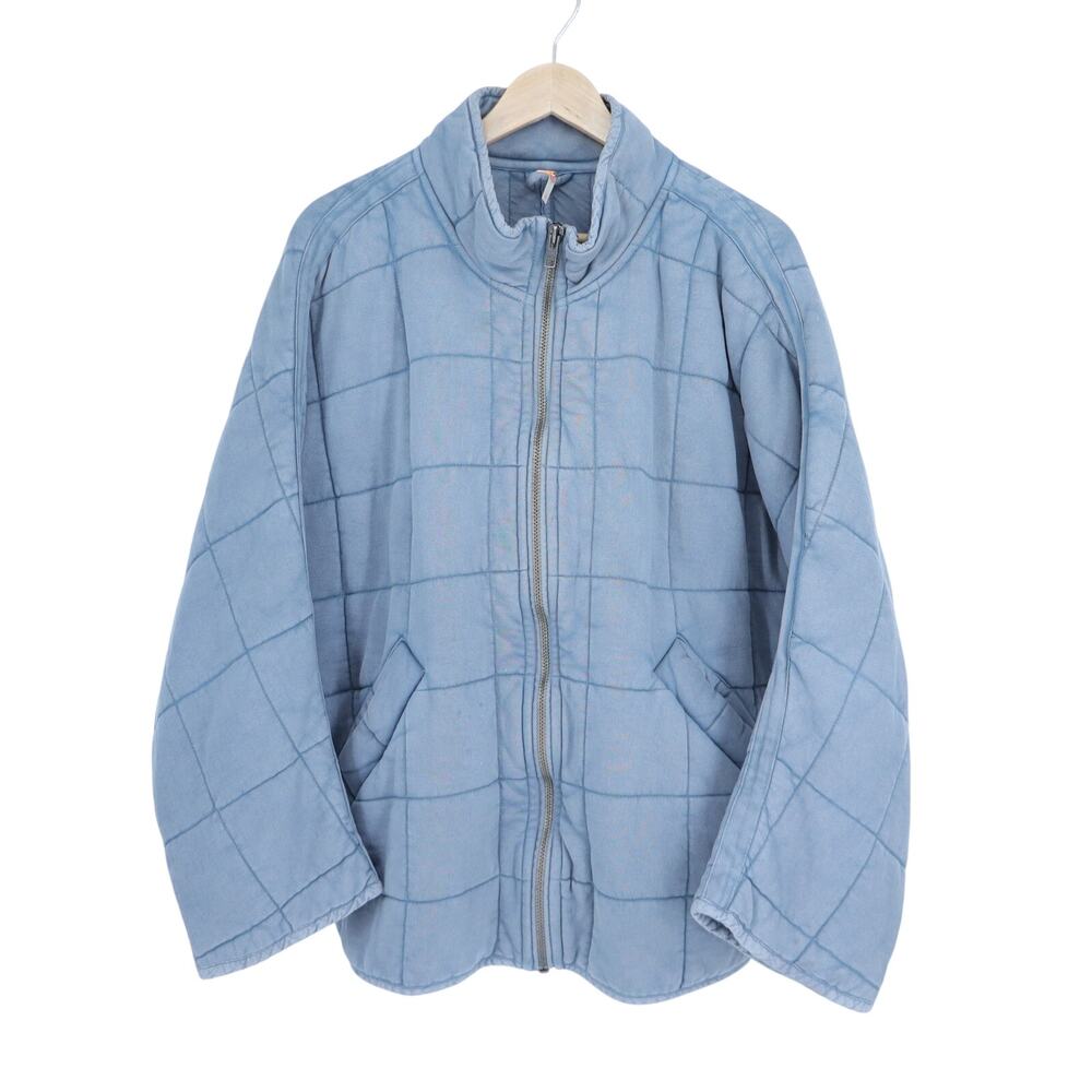 Free People Dolman Quilted Knit Jacket Blue Oversized Puffer Women's S